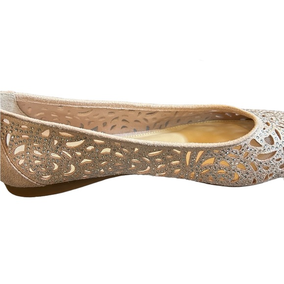 Alex Marie Altana Rose Gold Metallic Laser Cut Flats with Rhinestones Size 7.5 - Picture 9 of 11